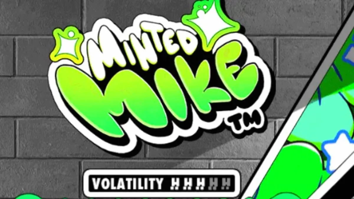 Isang makulay na graffiti-themed slot machine na Minted Mike na may neon lights at urban background.