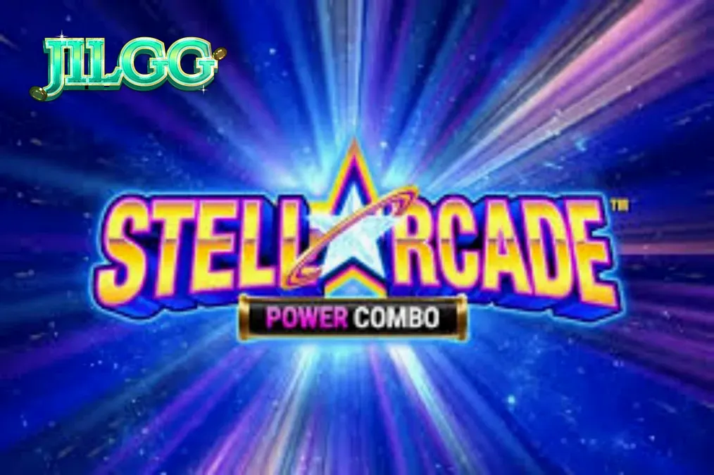 Stellarcade Power Combo slot game interface na may neon space theme
